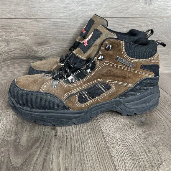 Brahmas Boots Mens 9.5 Work Or Outdoor Leather Brown Shoes Province Steel Toe - Picture 2 of 15